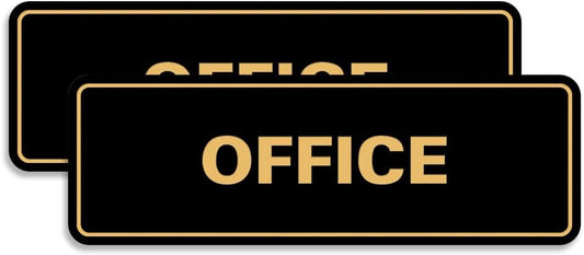 Signs ByLITA Standard Office Sign - Professional Business Signage - Easy to Install (Black Gold) - Medium 2 Pack