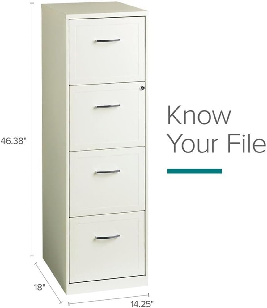 Pemberly Row 18" 4-Drawer Traditional Metal File Cabinet in White