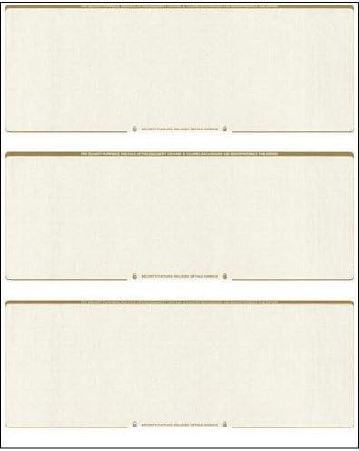 Business Voucher Check Stock - Computer Laser Checks - 3 Checks Per Page, 2500 Sheets/7500 Checks Gold Diamond