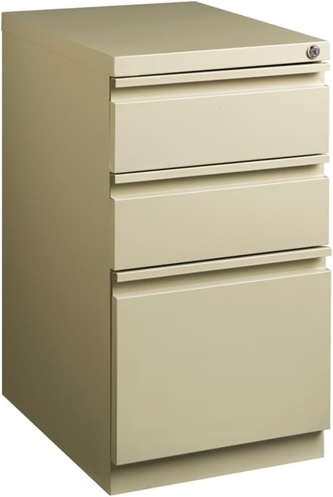 Scranton & Co 20" 3-Drawer Modern Metal Mobile Pedestal File Cabinet in Beige