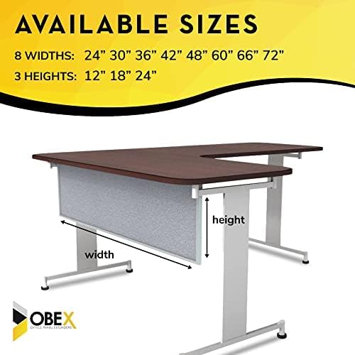 OBEX Acoustic Table Mounted Modesty Desk Privacy & Sound Absorbing Panel for Office Cubicles, 18" x 48", Overcast
