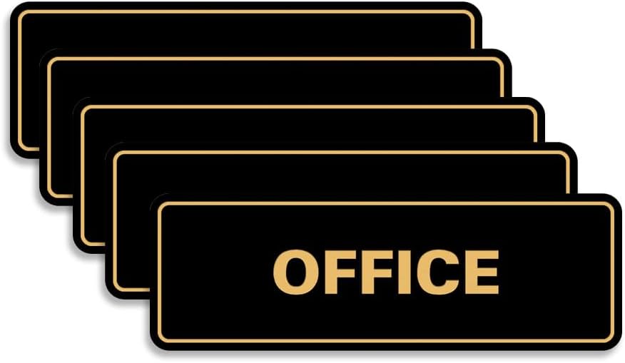 Signs ByLITA Standard Office Sign - Professional Business Signage - Easy to Install (Black Gold) - Medium 5 Pack