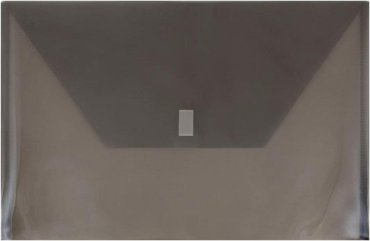 JAM PAPER Plastic Envelopes with Hook & Loop Closure - Legal Booklet - 9 3/4 x 14 1/2 - Smoke Gray - 12/Pack