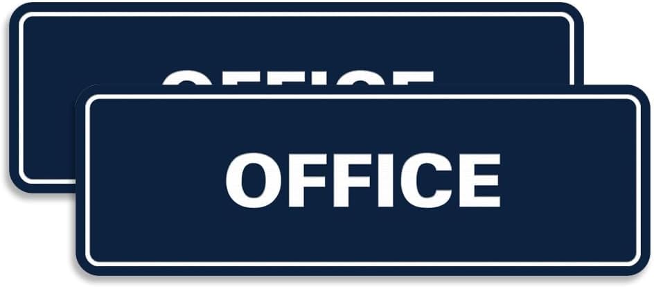 Signs ByLITA Standard Office Sign - Professional Business Signage - Easy to Install (Navy Blue/White) - Small 2 Pack