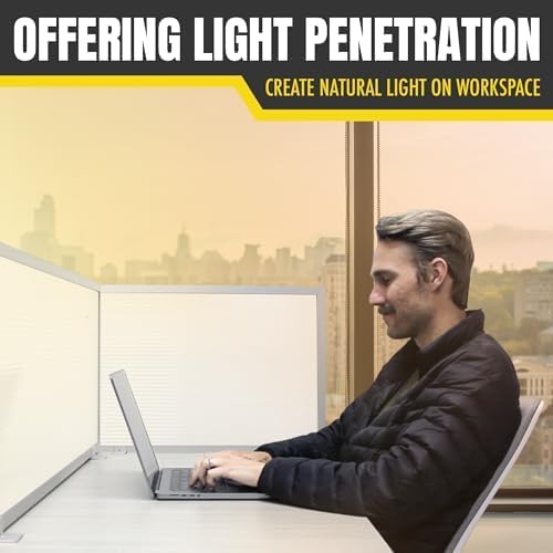 OBEX Polycarbonate Office Desk Mounted Privacy Screen Adjustable Table Top Panel Divider, Universal Aluminum Bracket-USA Made, 24" x 24", White