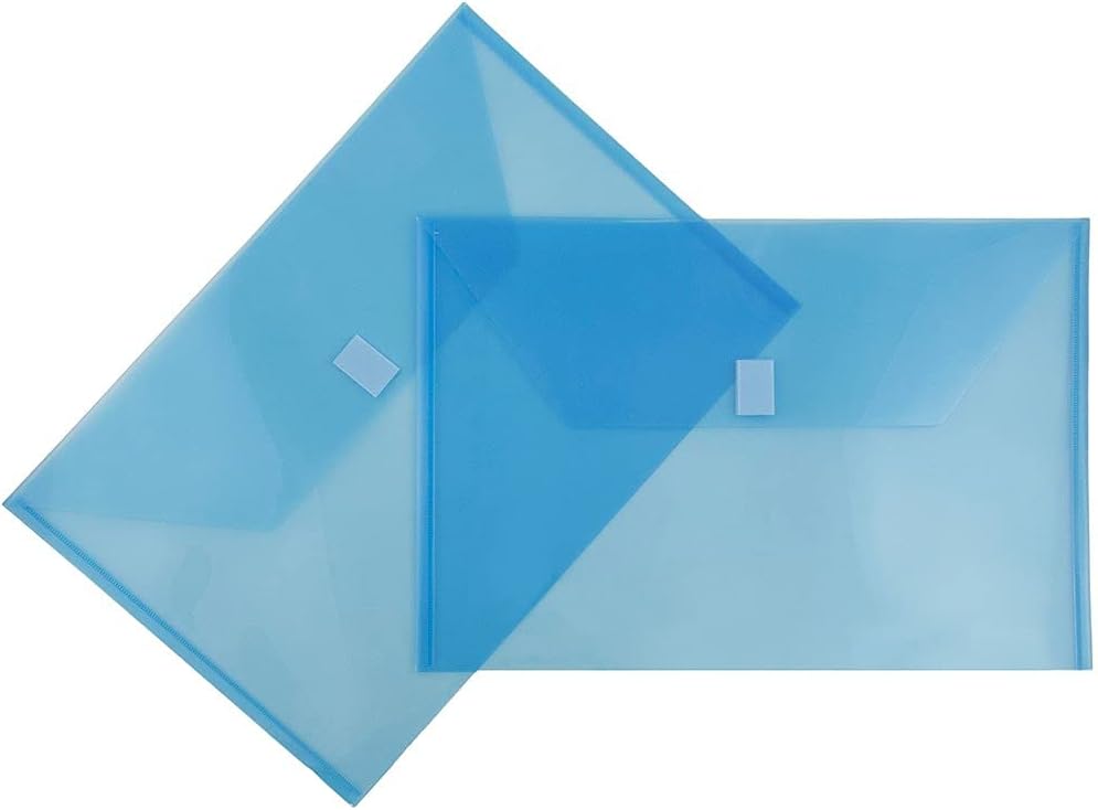 JAM PAPER Plastic Envelopes with Hook & Loop Closure - Legal Booklet - 9 3/4 x 14 1/2 - Blue - 12/Pack