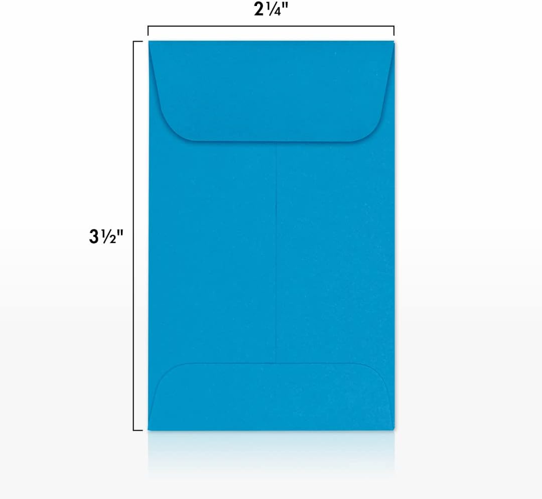 LUXPaper #1 Coin Envelopes | 2 1/4" x 3 1/2" | Pool Blue | 80lb. Text | 1,000 Qty