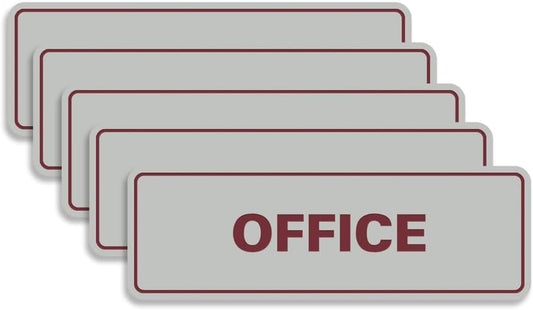 Signs ByLITA Standard Office Sign - Professional Business Signage - Easy to Install (Light Grey/Burgundy) - Small 5 Pack