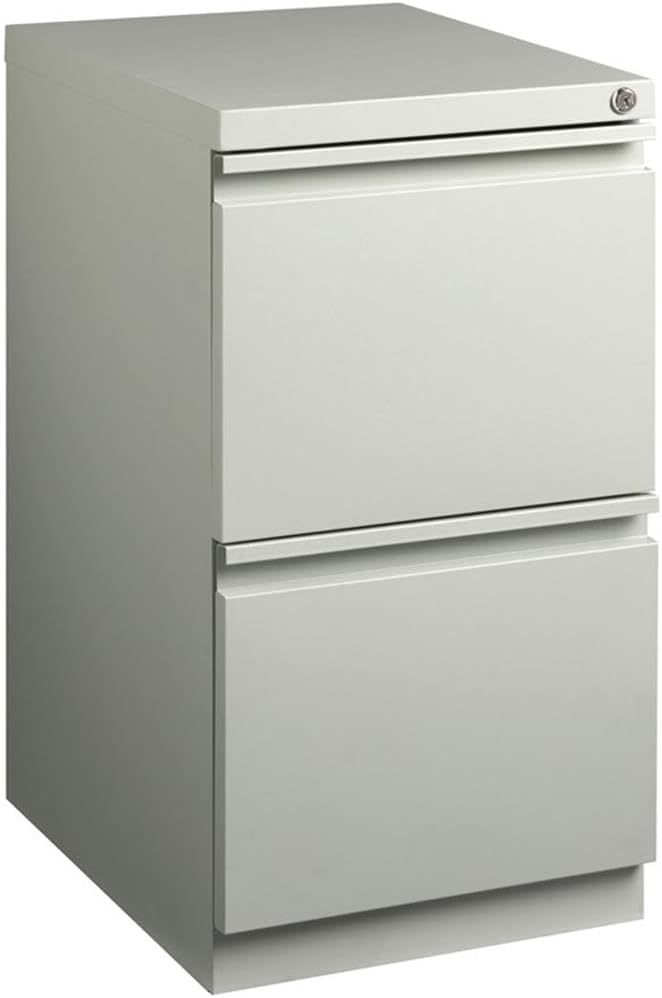 BOWERY HILL 2-Drawer Stainless Steel Mobile Pedestal File Cabinet in Light Gray