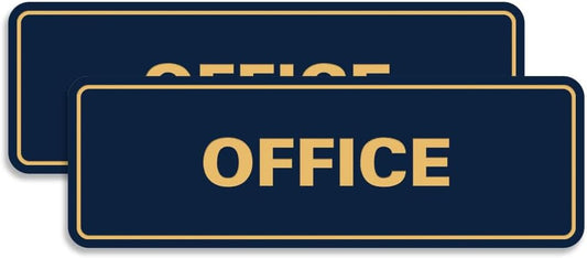 Signs ByLITA Standard Office Sign - Professional Business Signage - Easy to Install (Navy Blue/Gold) - Large 2 Pack