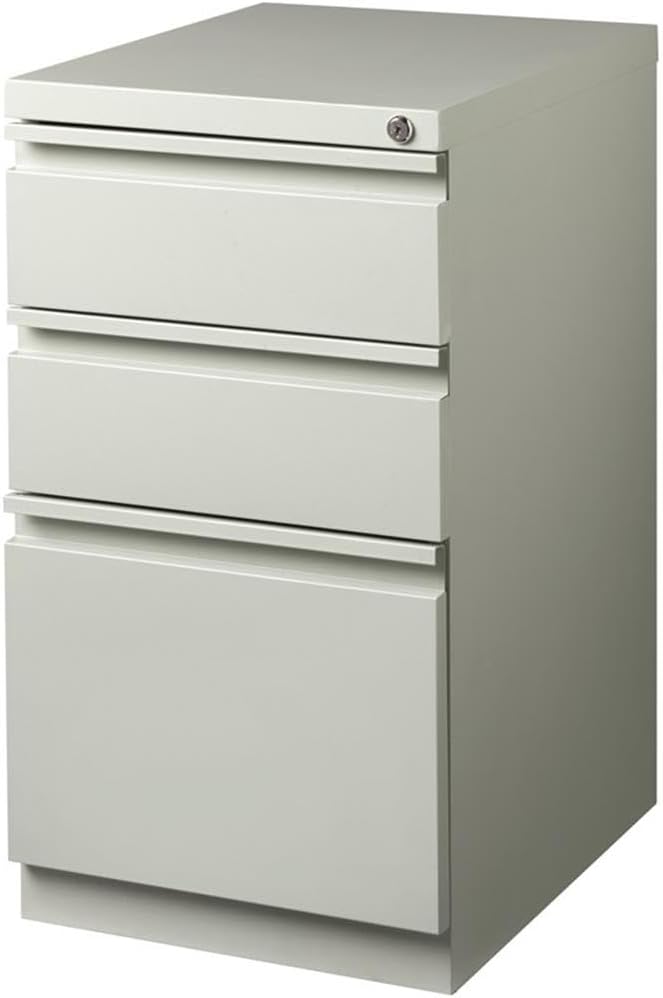 Scranton & Co 3-Drawer Modern Metal Mobile Pedestal File Cabinet in Light Gray