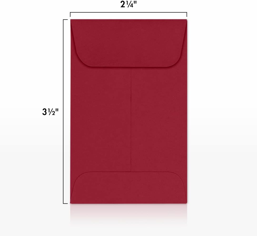 LUXPaper #1 Coin Envelopes | 2 1/4" x 3 1/2" | Garnet Red | 80lb. Text | 500 Qty