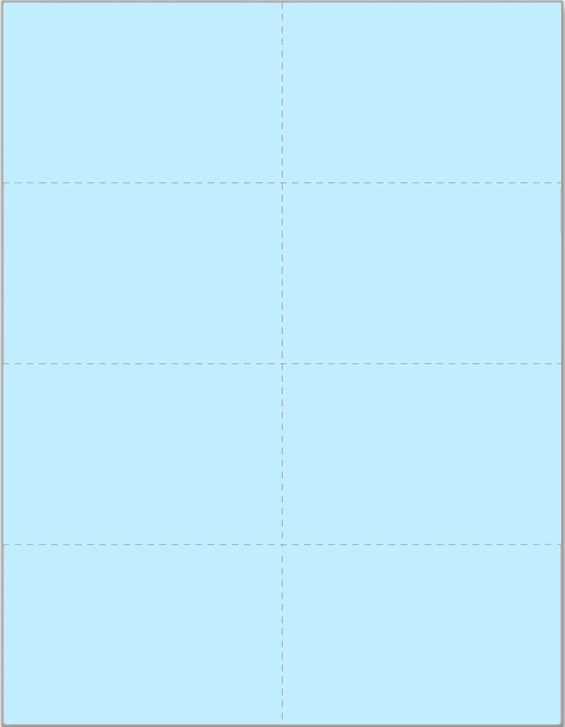 Limited Papers (TM) 8.5x11 Perforated Paper, 20/50 Pound, 75 GSM, Variety of Perforation Sizes and Colors, for Forms, Tickets, Postcards, Business Cards. (Blue, 8 up)