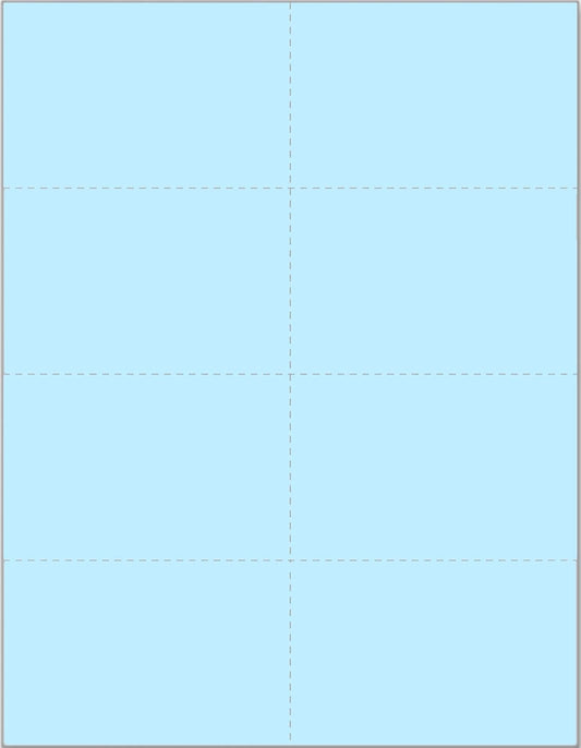 Limited Papers (TM) 8.5x11 Perforated Paper, 20/50 Pound, 75 GSM, Variety of Perforation Sizes and Colors, for Forms, Tickets, Postcards, Business Cards. (Blue, 8 up)