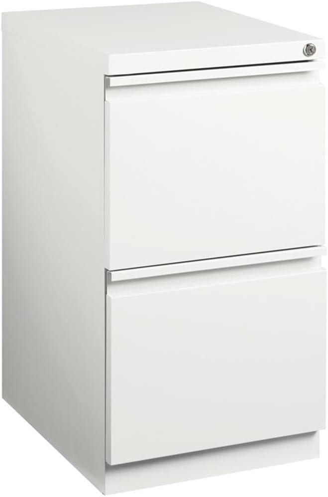 Pemberly Row 2 Drawers 27.75" Vertical White Metal Filing Cabinet Lockable Pre-Assembled Stationary Letter Size for Home, Office