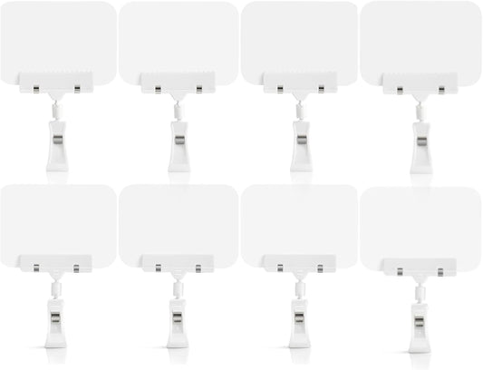 Mlici Mini Plastic Chalkboard Sign with Clip, 8 Pack Small Dry Erase Whiteboard 5.8 x 4.1 Inch - Double Sided Reusable Message Board for Kids, Classroom, Supermarket, Party - for Liquid Chalk Markers