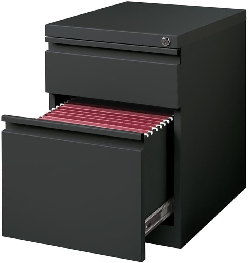 BOWERY HILL 20" D Mobile Pedestal File 2-Drawer Box/File Full Width Pull Charcoal