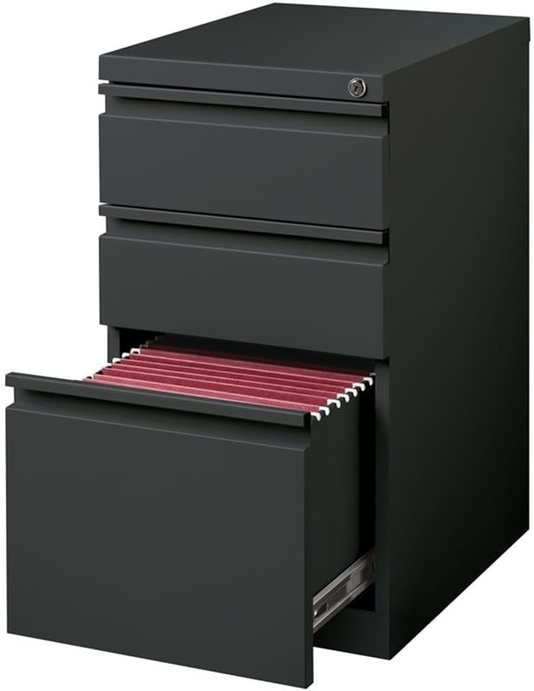 BOWERY HILL 3-Drawer Modern Metal Mobile Pedestal File Cabinet in Charcoal