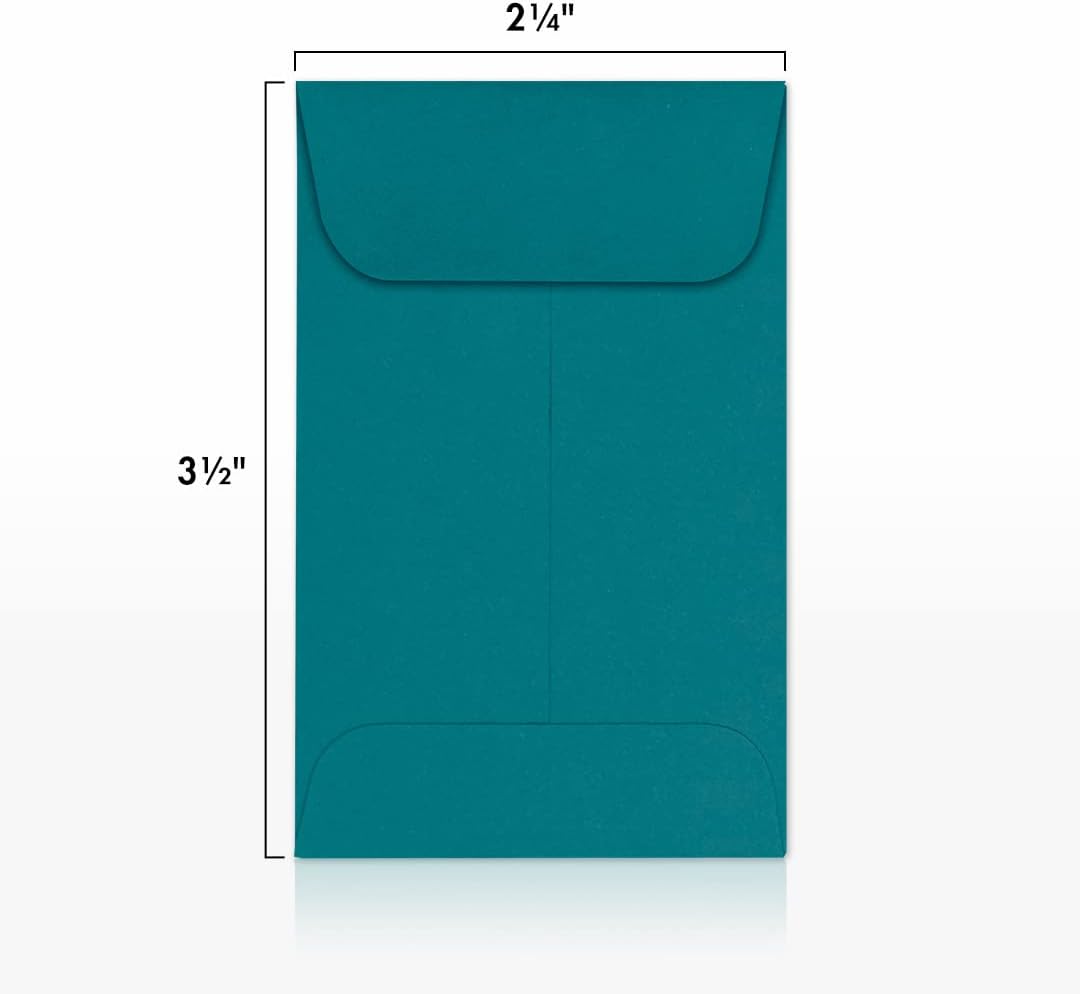 LUXPaper #1 Coin Envelopes | 2 1/4" x 3 1/2" | Teal | 80lb. Text | 250 Qty