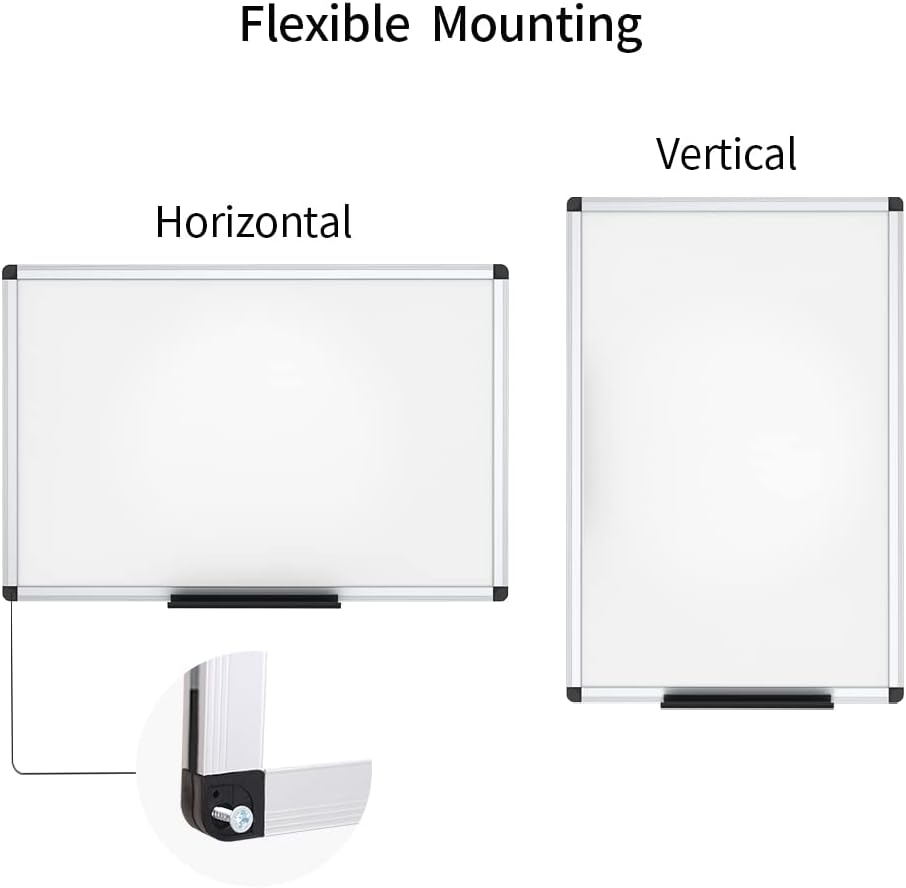 VIZ-PRO Dry Erase Board/Magnetic White Board, 48 X 32 Inches, Silver Aluminium Frame