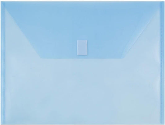 JAM PAPER Plastic Envelopes with Hook & Loop Closure - Letter Booklet - 9 3/4 x 13 - Blue - 3/Pack