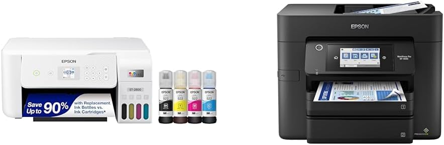 Epson EcoTank ET-2800 Wireless Color All-in-One Cartridge-Free Supertank Printer & Workforce Pro WF-4830 Wireless All-in-One Printer with Auto 2-Sided Print