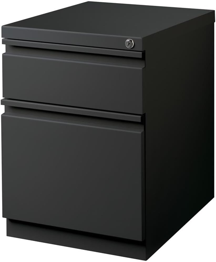 Pemberly Row 20" Metal Mobile Pedestal File Cabinet with 2 Drawers in Charcoal