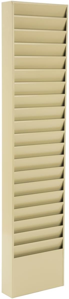 File Folder Wall Rack, 20 Pockets, Tiered, Office and Medical Charts (Tan, Powder Coated Steel)