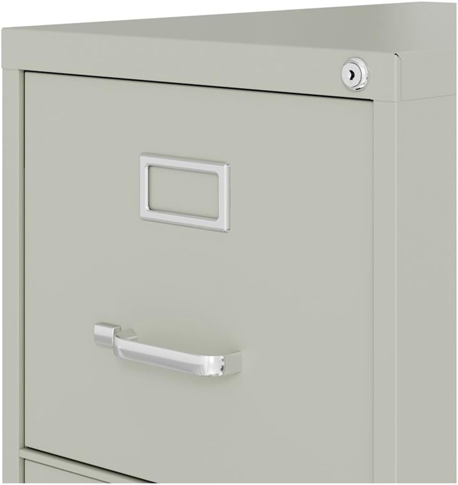 Pemberly Row 4 Drawers 52" Vertical Gray Metal Filing Cabinet Lockable Pre-Assembled Stationary Letter Size for Home, Office