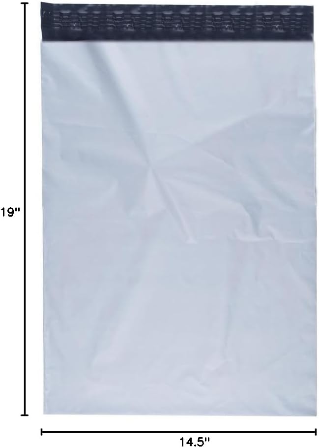 FungLam Poly Mailers Shipping Envelopes Bags, 14.5 x 19 inches, 500 Bags (White, Polyethylene, Self-Seal)