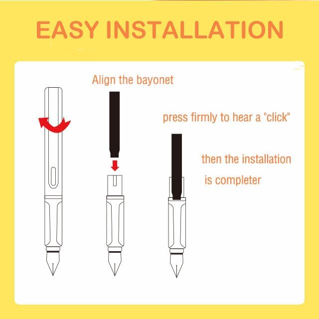 Blue/Black Pen Ink Cartridge Fountain Pen Cartridges Refillable Fountain Pen Cartridge, 3.4 mm Bore Diameter (No Erasable Black)