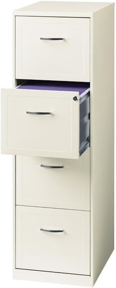 Pemberly Row 18" 4-Drawer Traditional Metal File Cabinet in White