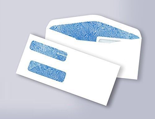 100 Double Window Security Check Envelopes - Compatible with QuickBooks and Other Checks