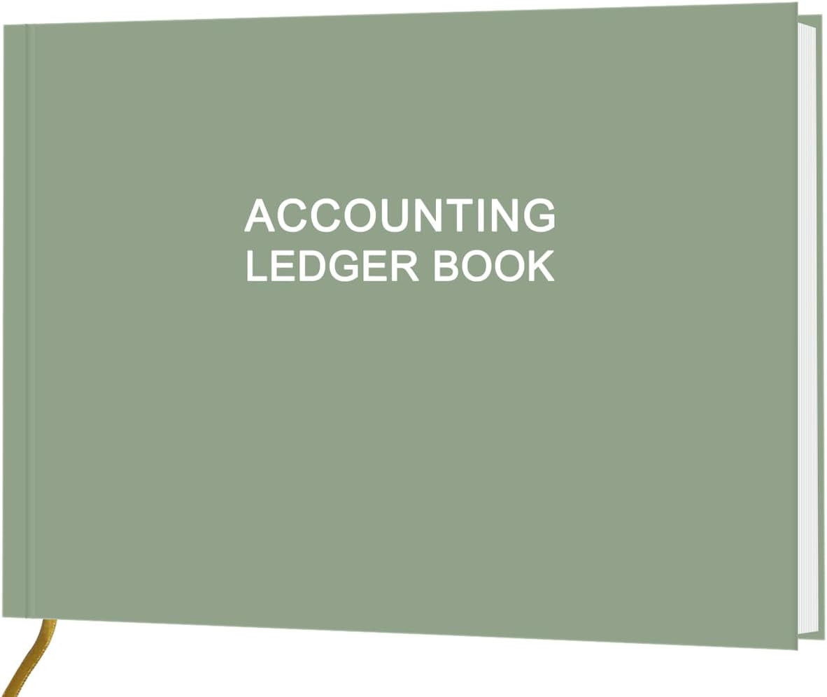 Accounting Ledger Book - Ledger Book for Small Businesses Bookkeeping & Personal Use, Expense Tracker Notebook for Tracking Money, Expenses, Deposits & Balance, 7" x 10", Green