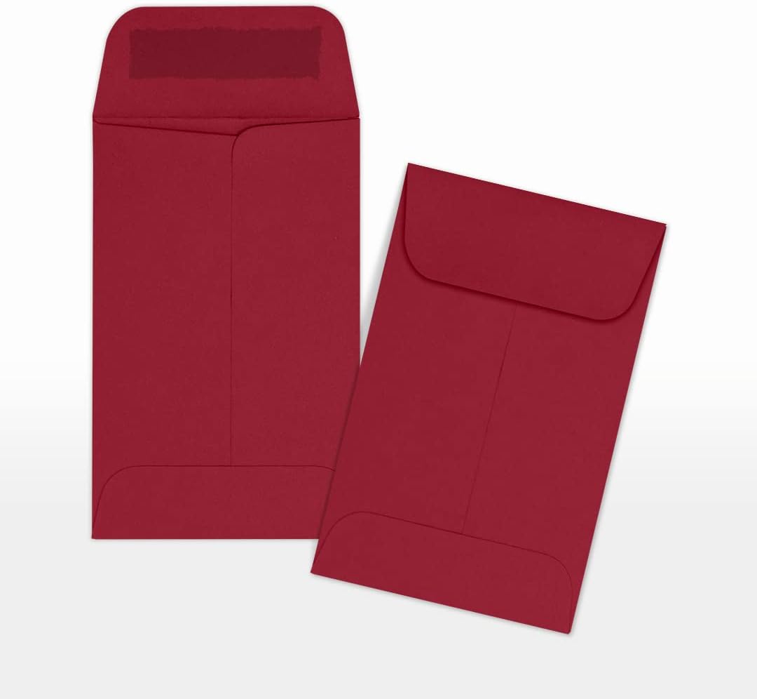 LUXPaper #1 Coin Envelopes | 2 1/4" x 3 1/2" | Garnet Red | 80lb. Text | 50 Qty