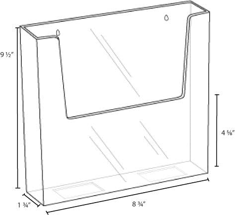 Clear-Ad - Acrylic Wall Mount Brochure Holder 8.5x11 - Plastic Hanging Flyer Holders - Adhesive or Wall Mounted File and Magazine Rack - Single Pocket Literature Display Box - LHW-M161 (Pack of 16)