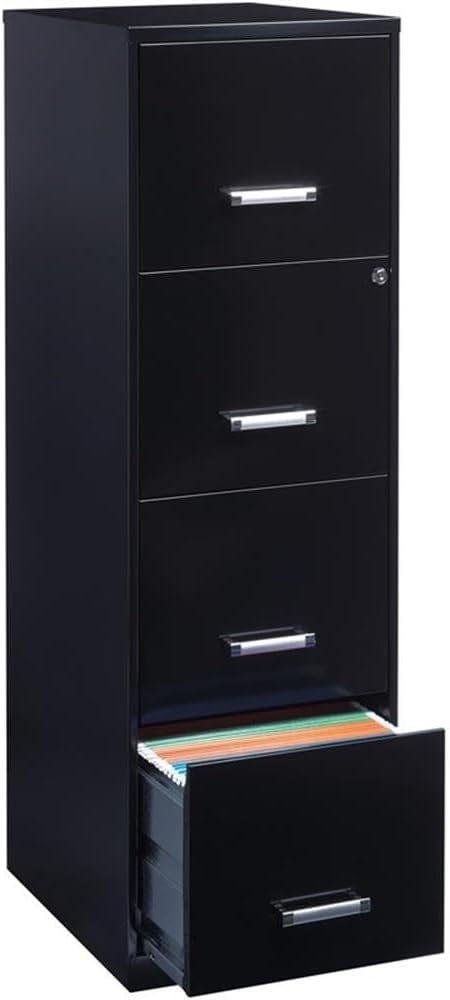 Pemberly Row 4 Drawers 46.38" Vertical Black Metal Filing Cabinet Lockable Pre-Assembled Stationary Letter Size for Home, Office