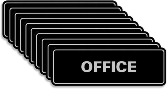 Signs ByLITA Standard Office Sign - Professional Business Signage - Easy to Install (Black/Silver) - Large 10 Pack