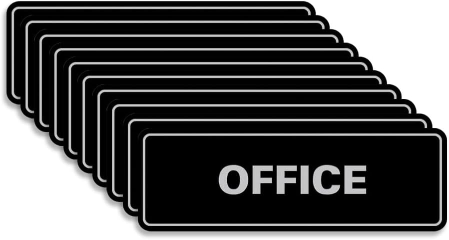 Signs ByLITA Standard Office Sign - Professional Business Signage - Easy to Install (Black/Silver) - Medium 10 Pack