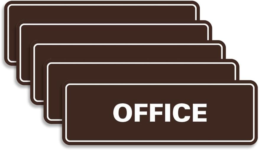 Signs ByLITA Standard Office Sign - Professional Business Signage - Easy to Install (Dark Brown) - Large 5 Pack