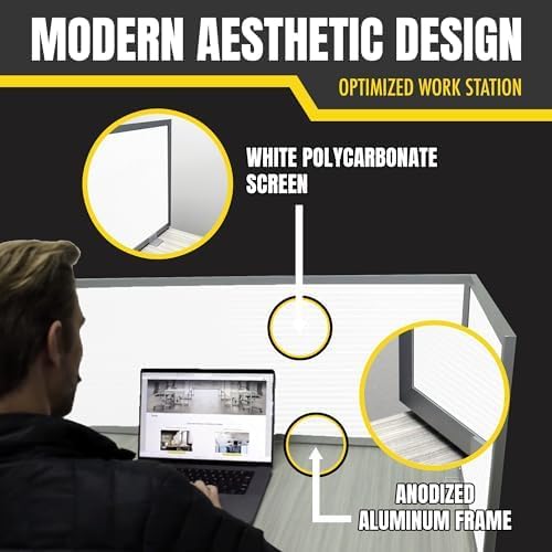 OBEX Polycarbonate Office Desk Mounted Privacy Screen Adjustable Table Top Panel Divider, Universal Aluminum Bracket-USA Made, 24" x 30", White