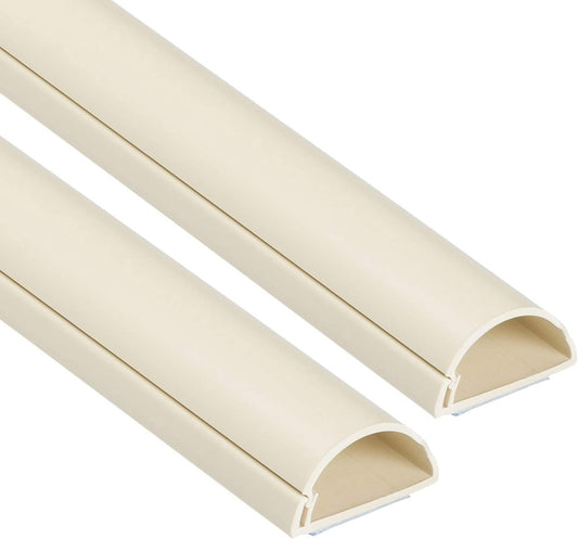 D-Line Half Round Cord Hider, Patented Cable Cover, Hide TV Wall Mount Wires, Raceway for Cords, Decorative Wire Covers, Paintable, Adhesive Cable Concealer - 2X 1.18in W x 0.59in H x 39in L - Beige