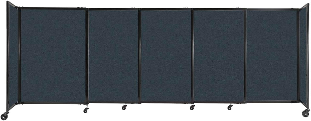 Versare Straightwall Sliding Portable Wall Partition | Freestanding Office Dividers | Locking Wheels | Temporary Room Separator | 11'3" Wide x 4' Tall Blue Spruce Fabric Panels
