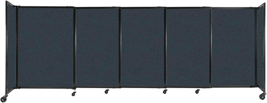 Versare Straightwall Sliding Portable Wall Partition | Freestanding Office Dividers | Locking Wheels | Temporary Room Separator | 11'3" Wide x 4' Tall Blue Spruce Fabric Panels