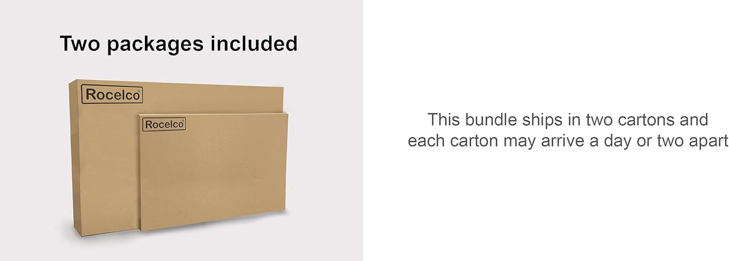 Rocelco 46" Large Height Adjustable Standing Desk BUNDLE - Quick Sit Stand Up Dual Monitor Riser - Gas Spring Assist Computer Workstation - Retractable Keyboard Tray - Teak wood Grain (R DADRT-46-FS2)