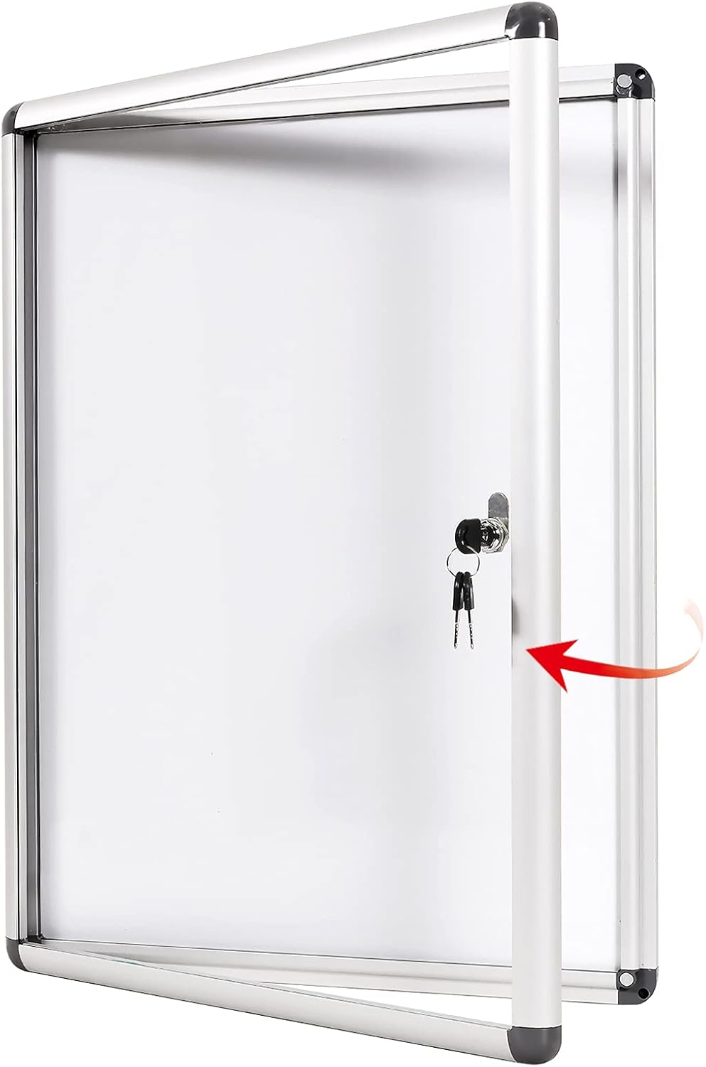 SWANCROWN Locking Bulletin Boards Enclosed Noticeboard White Glass Message Boards Indoor for School Office 38x28inch(9xA4)