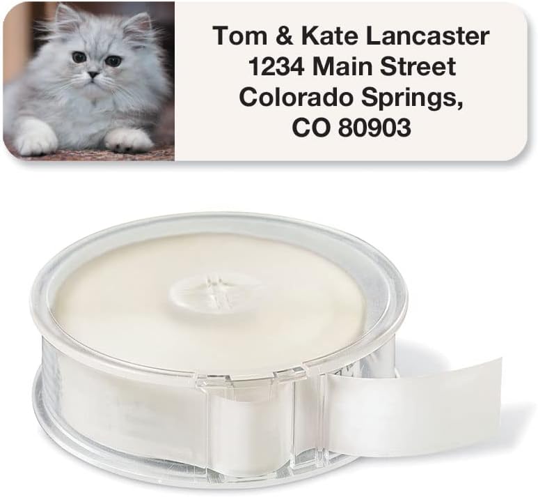 Cute Kittens Rolled Personalized Return Address Mailing Labels with Dispenser, Set of 500, 5 Designs, Small ¾ x 2½ Inch Size, Custom Self-Adhesive Sticker Roll, by Colorful Images