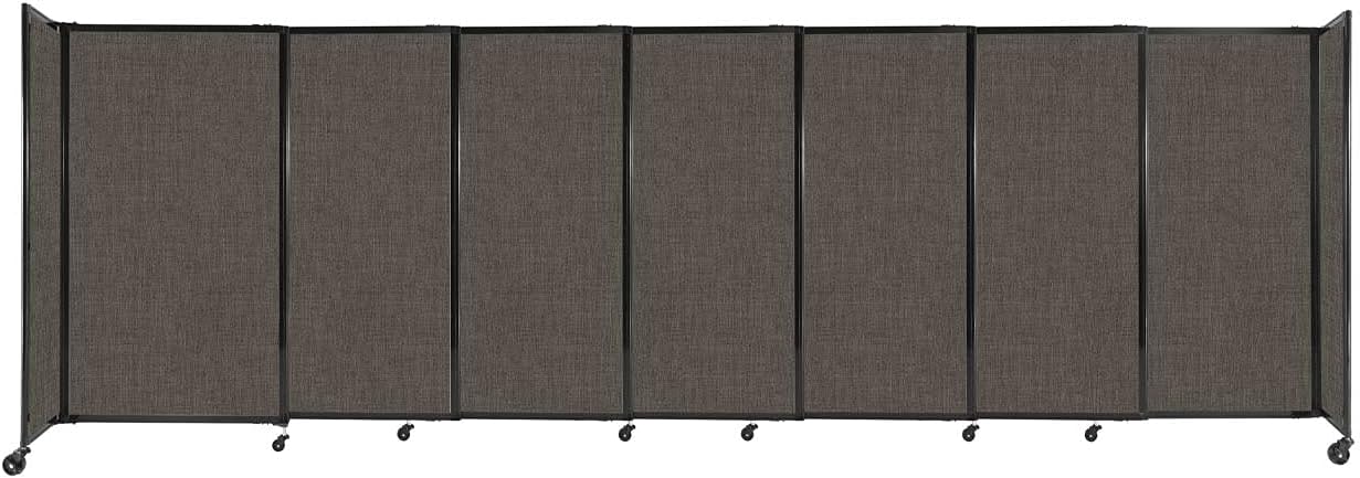 Versare Straightwall Sliding Portable Wall Partition | Freestanding Office Dividers | Locking Wheels | Temporary Room Separator | 15'6" Wide x 5' Tall Mocha Fabric Panels
