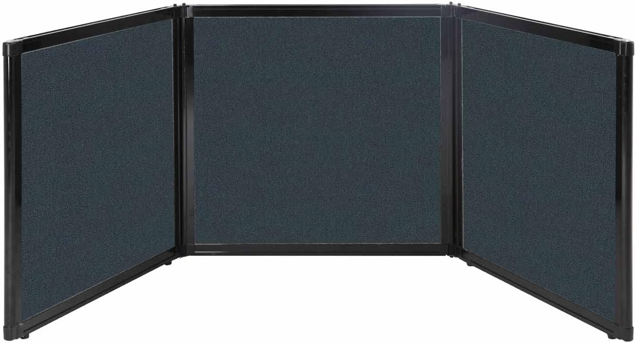 Versare Folding Tabletop Display | 3-Panel Partition | Lightweight Portable Workspace Divider | Blue Spruce 78" x 24"