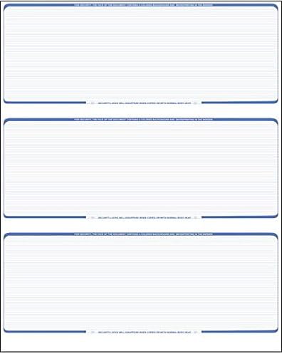 300 Computer Checks | 3 Blank Checks Per Page | 100 Sheets/300 Checks (Blue Pinstripe) Blank Check Stock for Personal and Business Use - Computer Laser Check | Payroll Checks